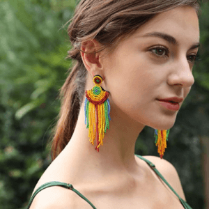 Colorful Boho Fringe Dangle Earrings