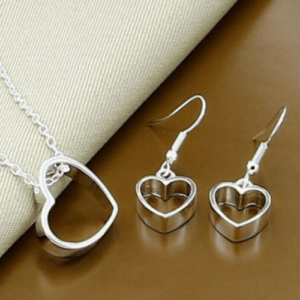 925S Silver Heart Jewelry Set