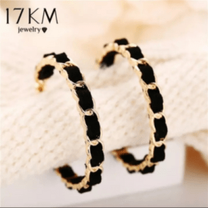17KM Black Gold Hoop Earrings